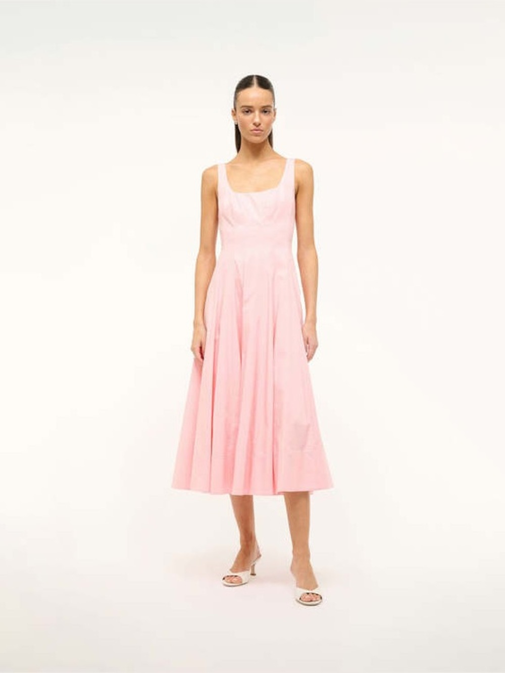 NWT Staud Wells Poplin Midi Dress Pink 0